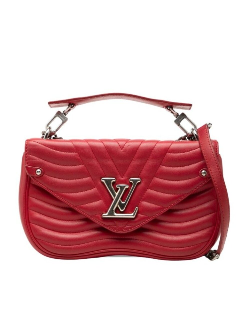 Louis Vuitton New Wave Chain MM 2-Way Shoulder Bag Red Leather